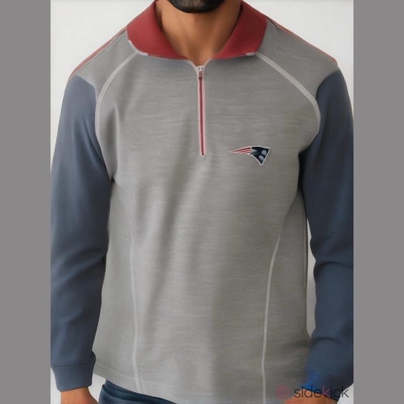 PATRIOTS New England Antigua Men pullover 1/4 zip long sleeve shirt size Large - Picture 1 of 7